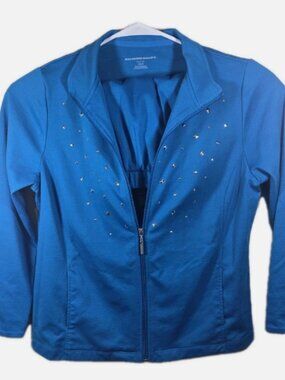 Allison Daley Matching Jacket and Pants 2-pc Set Petite M Blue Outfit Pantsuit